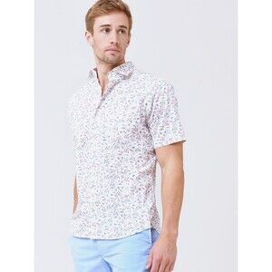 Peter Millar Seaside Oahu Stretch Button Front Shirt Helicopter Cars AOP Mens XL